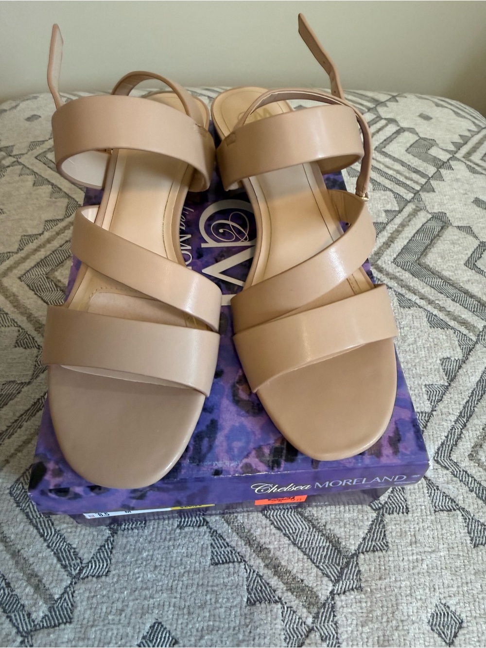 Chelsea Moreland Nude Strappy Wedge Sandals